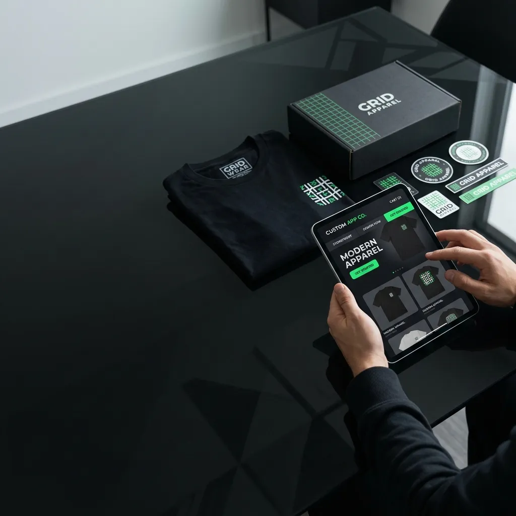 A creator reviewing and approving a private Drop 001 storefront preview beside apparel, packaging, and a Culture Key card.