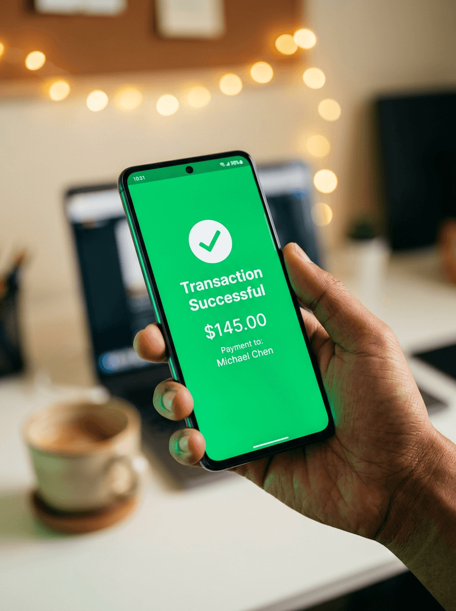 M-PESA payment confirmation on a smartphone